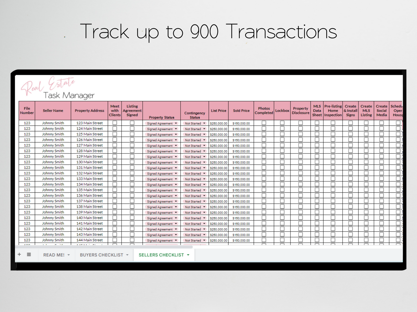 Real Estate Task Tracker Template Google Sheets Excel Spreadsheet