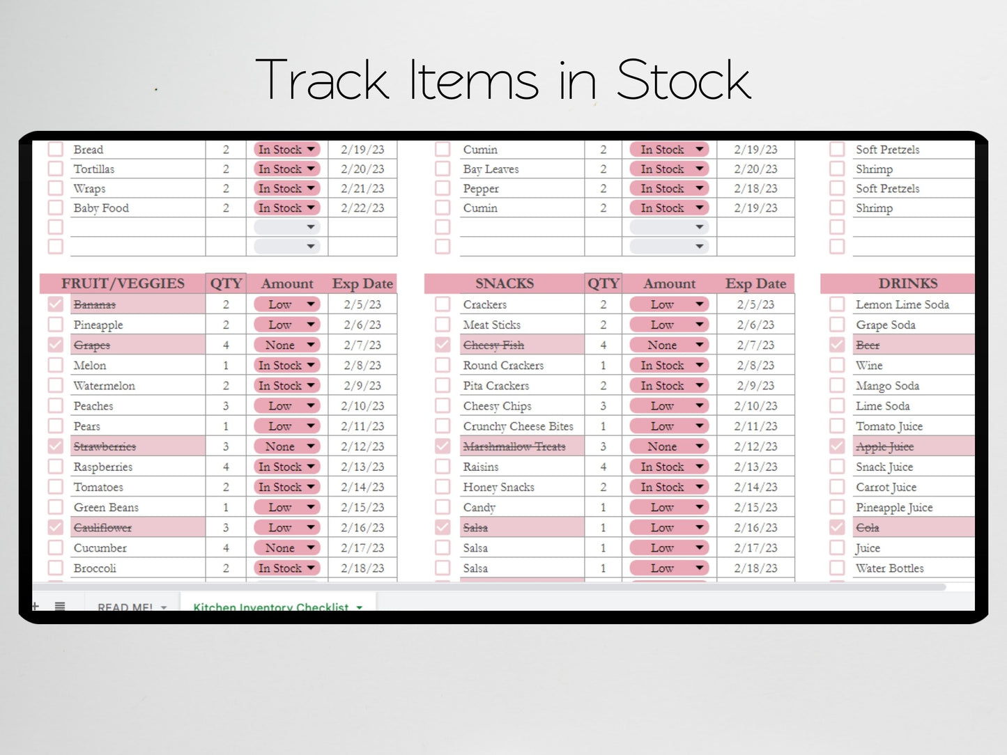 Kitchen Inventory Checklist Excel Spreadsheet Google Sheets