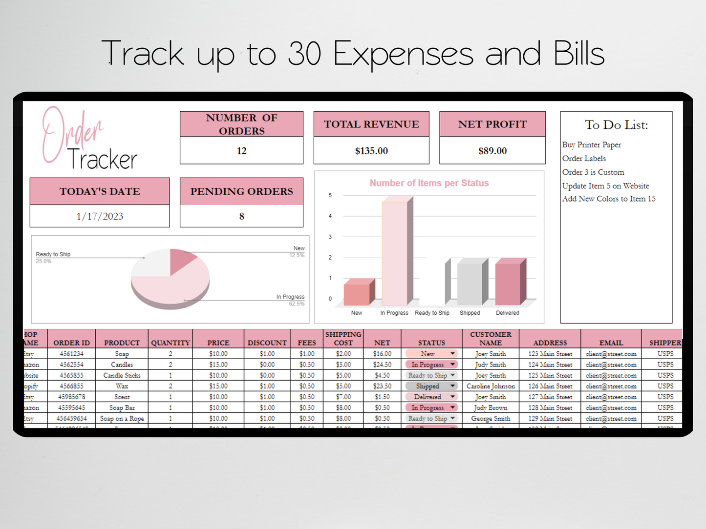 Order Tracker Template Google Sheets Excel Spreadsheet