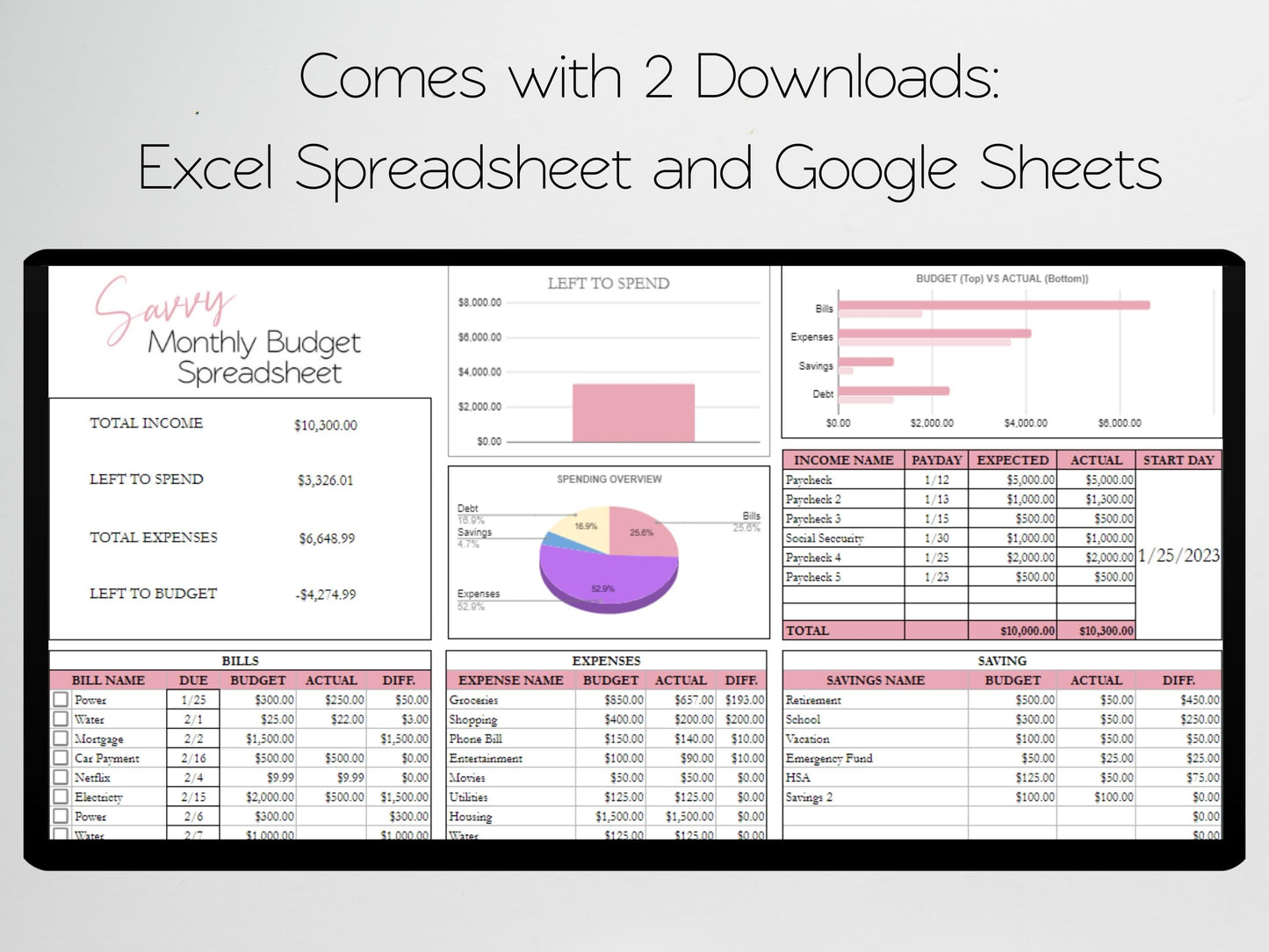 Monthly Budget Template Google Sheets Excel Spreadsheet