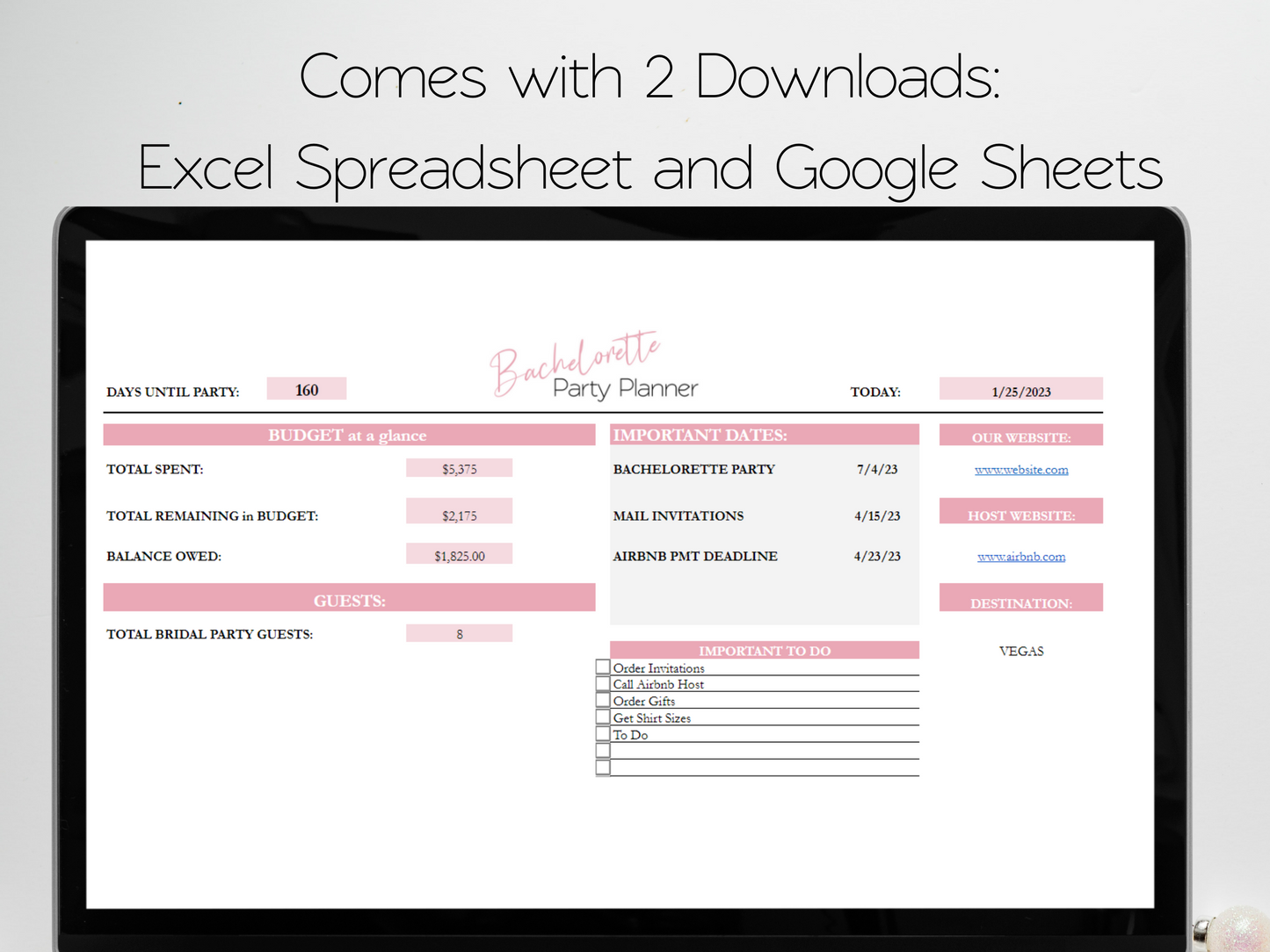 Bachelorette Party Planner Template Google Sheets Excel Spreadsheet