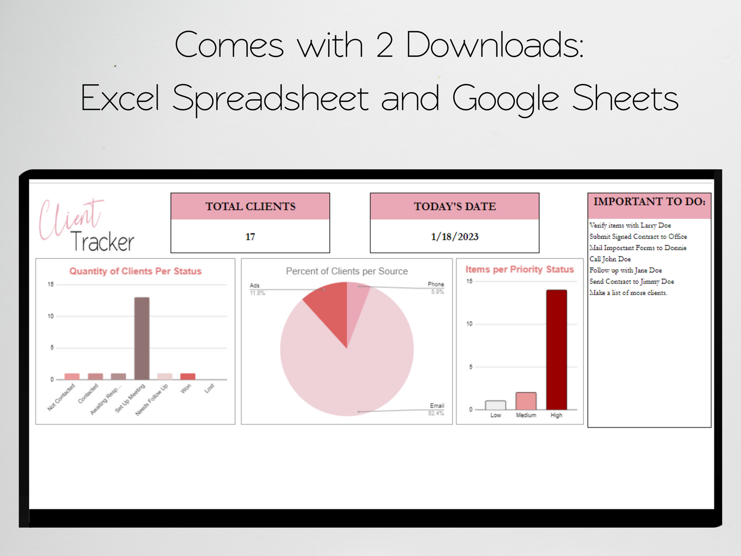 Client Tracker Template Google Sheets Excel Spreadsheet