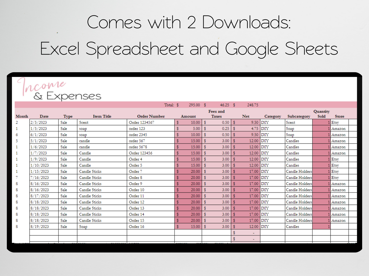 Business Income and Expenses Template Google Sheets Excel Spreadsheet