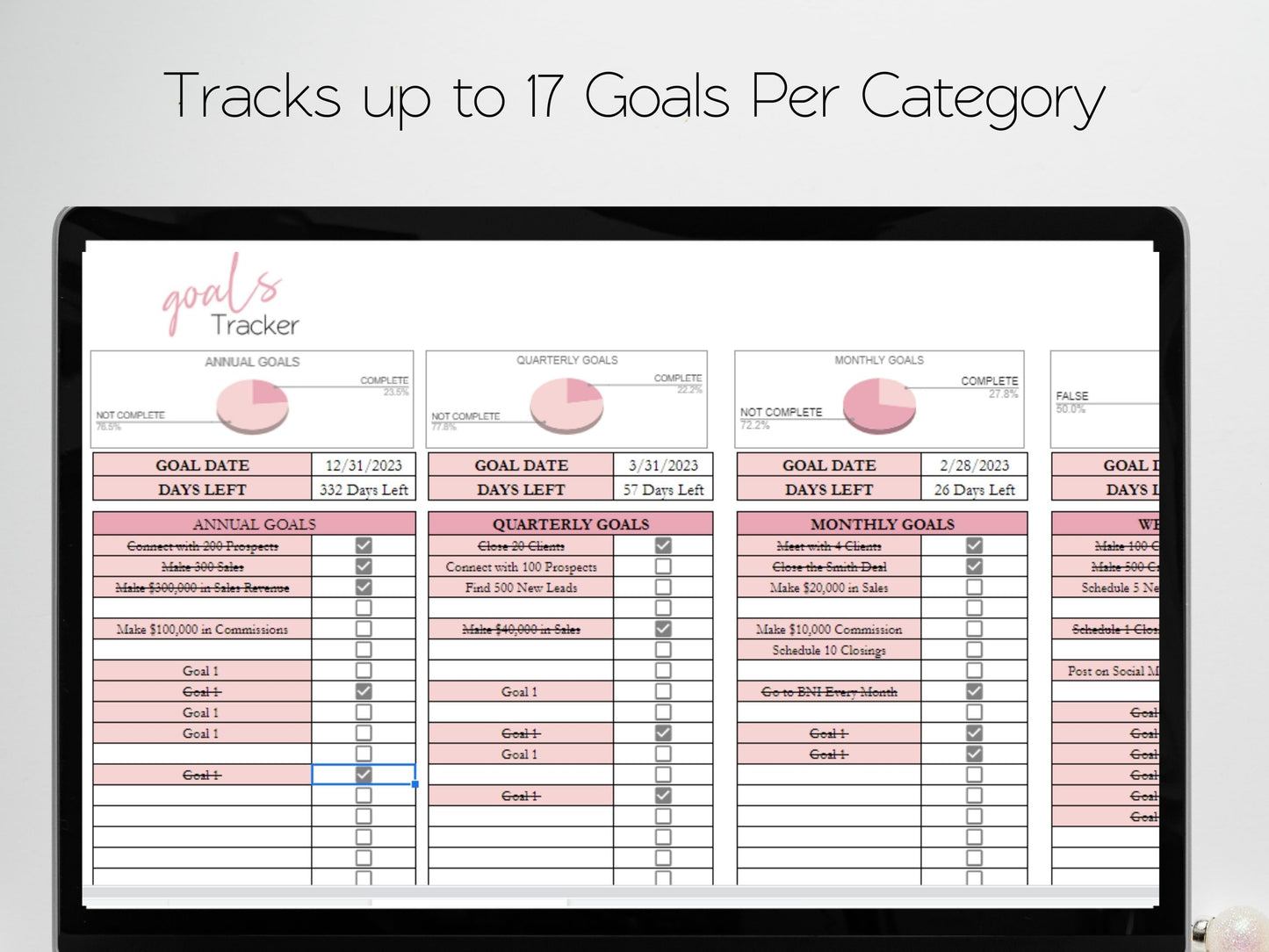 Goal Tracker Template Google Sheets, Goal Tracking Template Excel Sheet