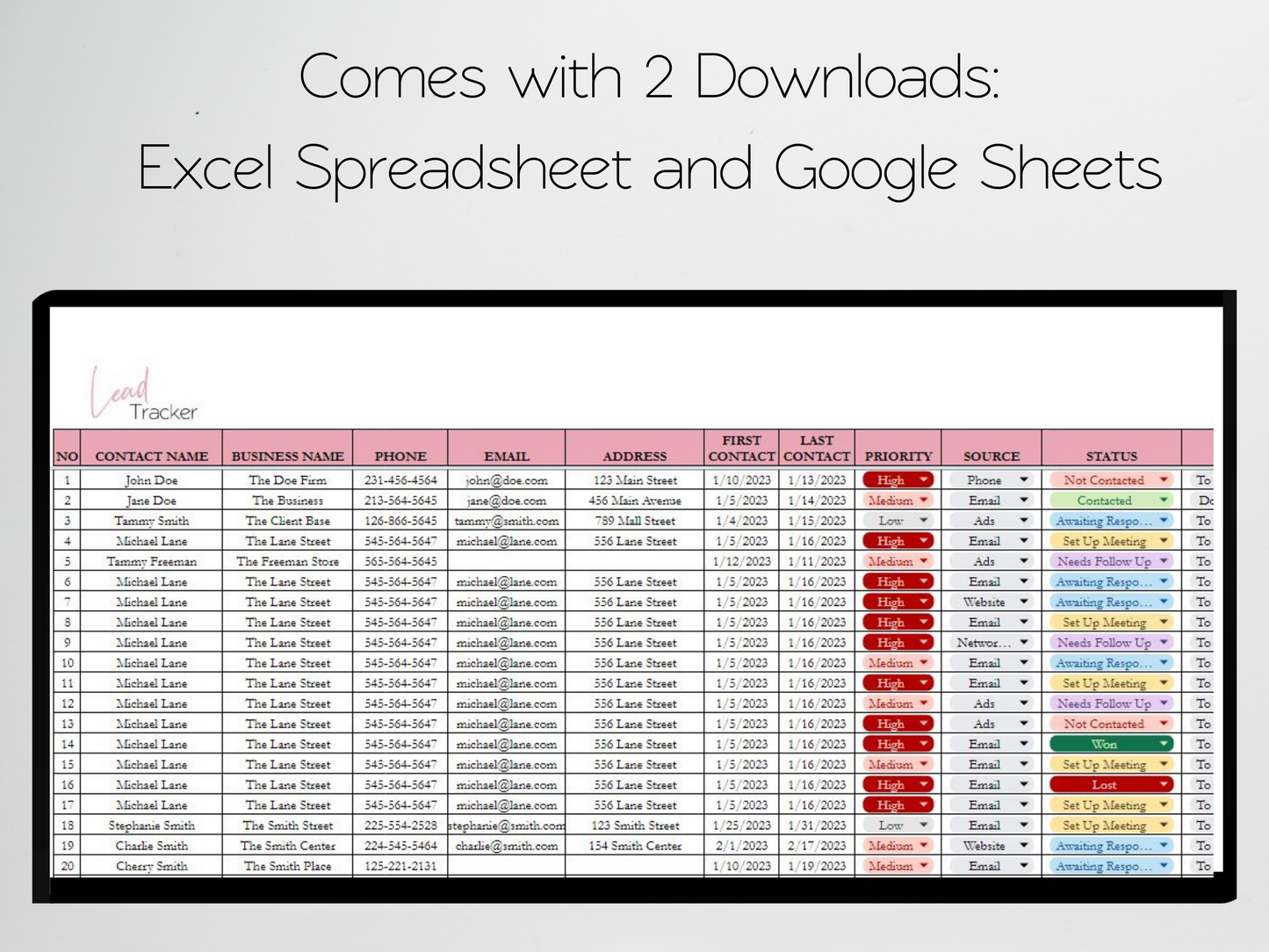 Lead Tracker Template Google Sheets Excel Spreadsheet