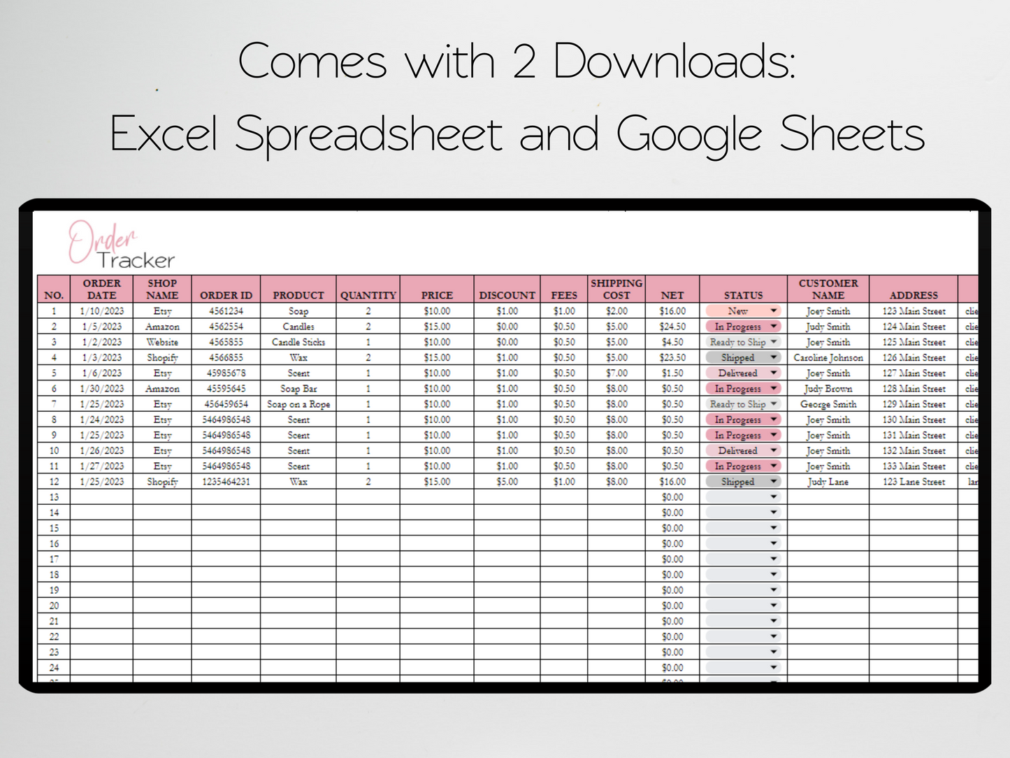 Order Tracker Template Google Sheets Excel Spreadsheet