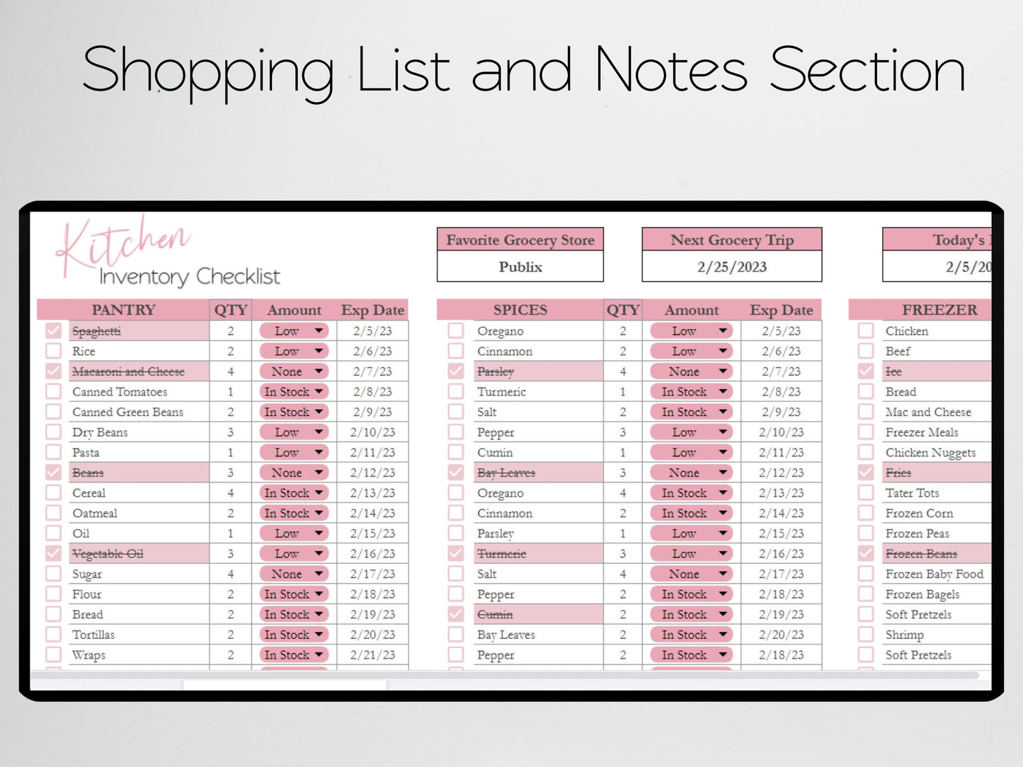 Kitchen Inventory Checklist Excel Spreadsheet Google Sheets