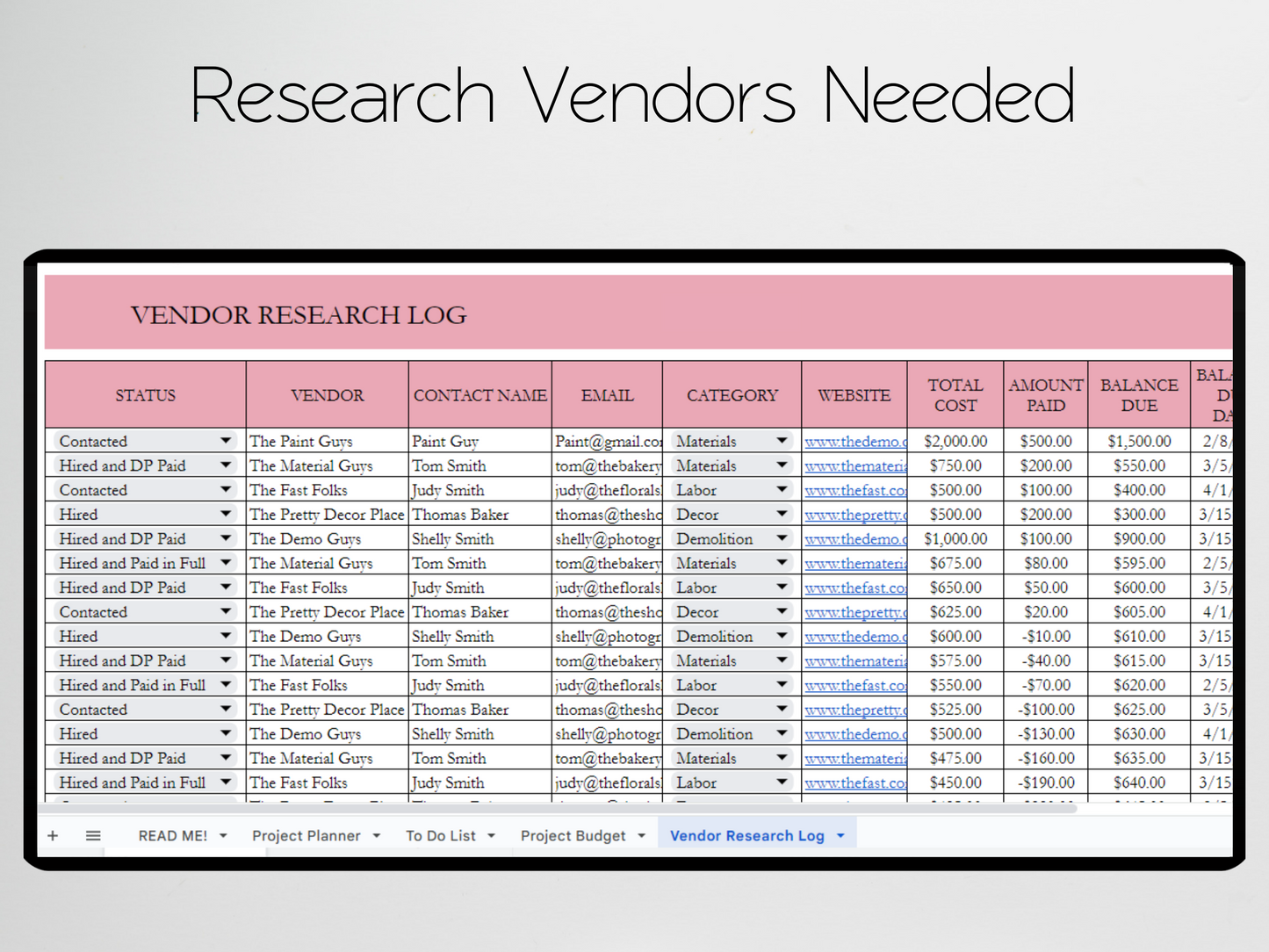 Project Planner Template Google Sheets Excel Spreadsheet