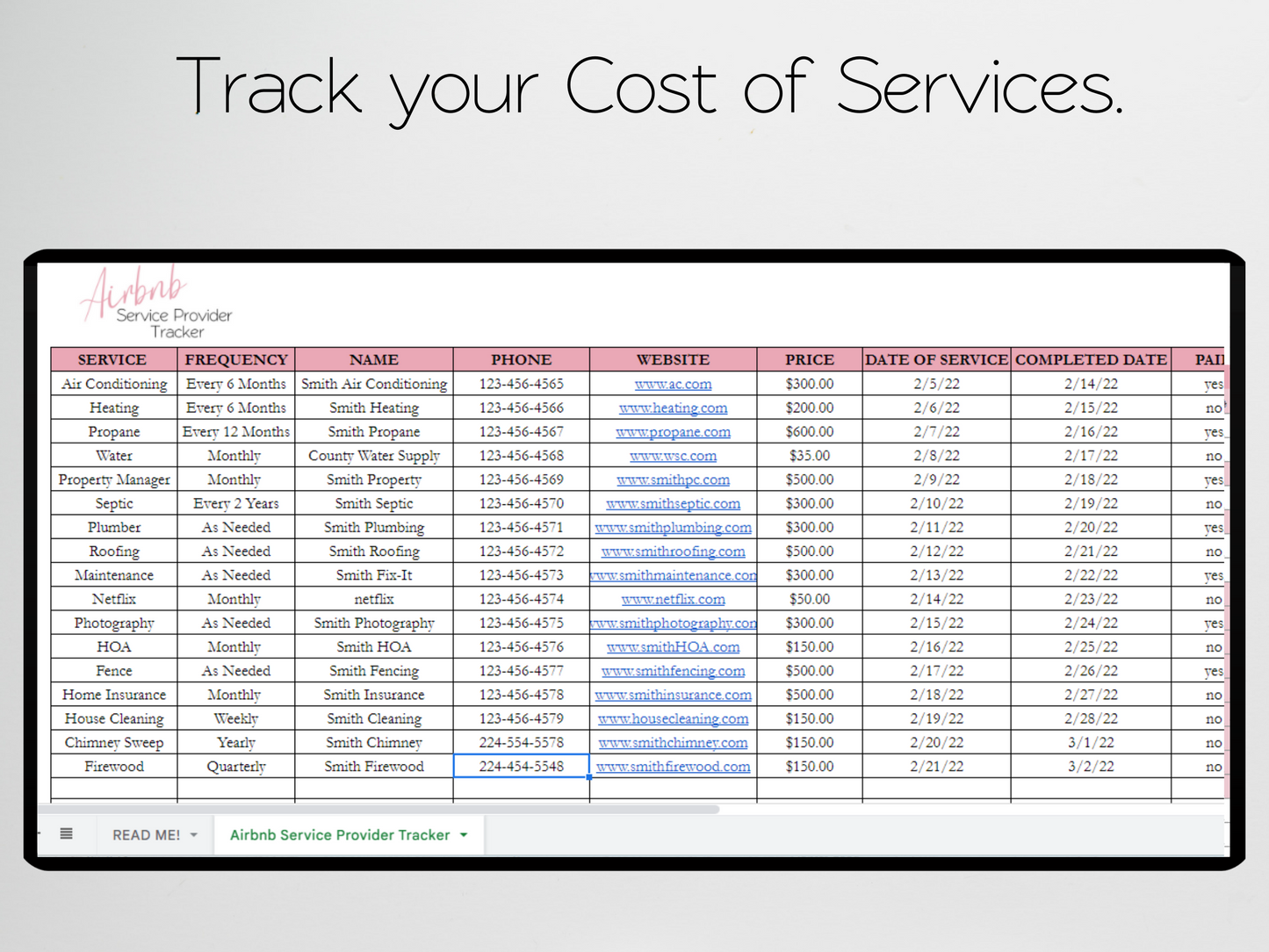 Airbnb Provider Checklist Template Google Sheets Excel Spreadsheet