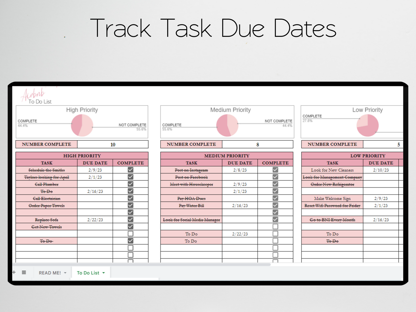 Airbnb To Do List Template Google Sheets Excel Spreadsheet