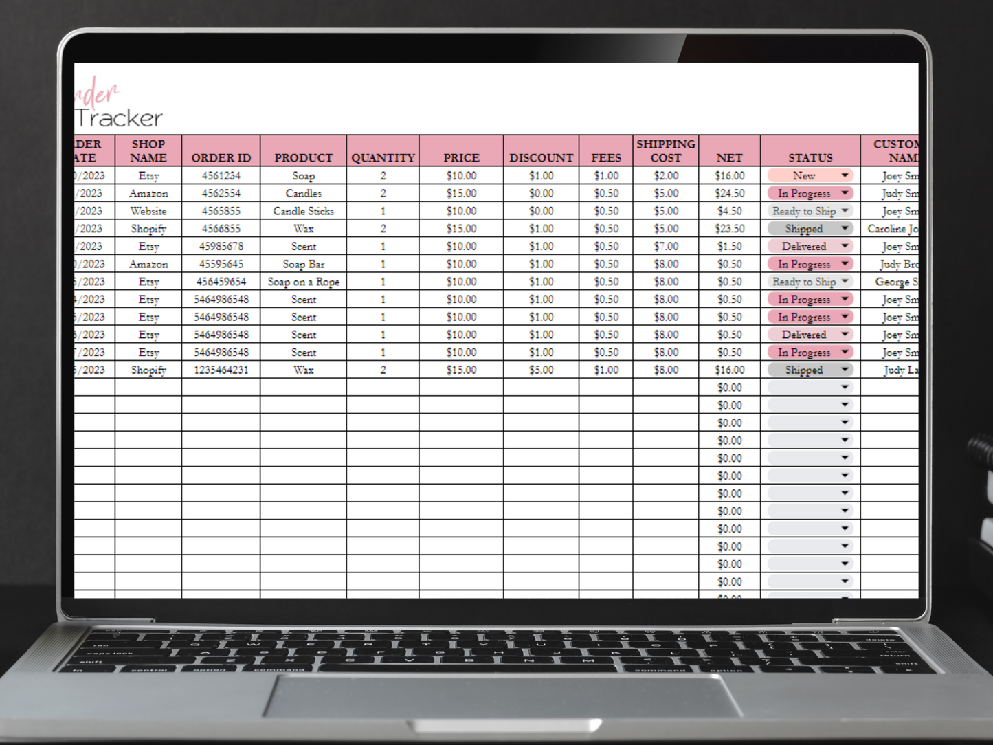 Order Tracker Template Google Sheets Excel Spreadsheet