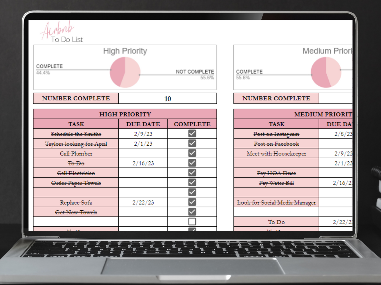 Airbnb To Do List Template Google Sheets Excel Spreadsheet