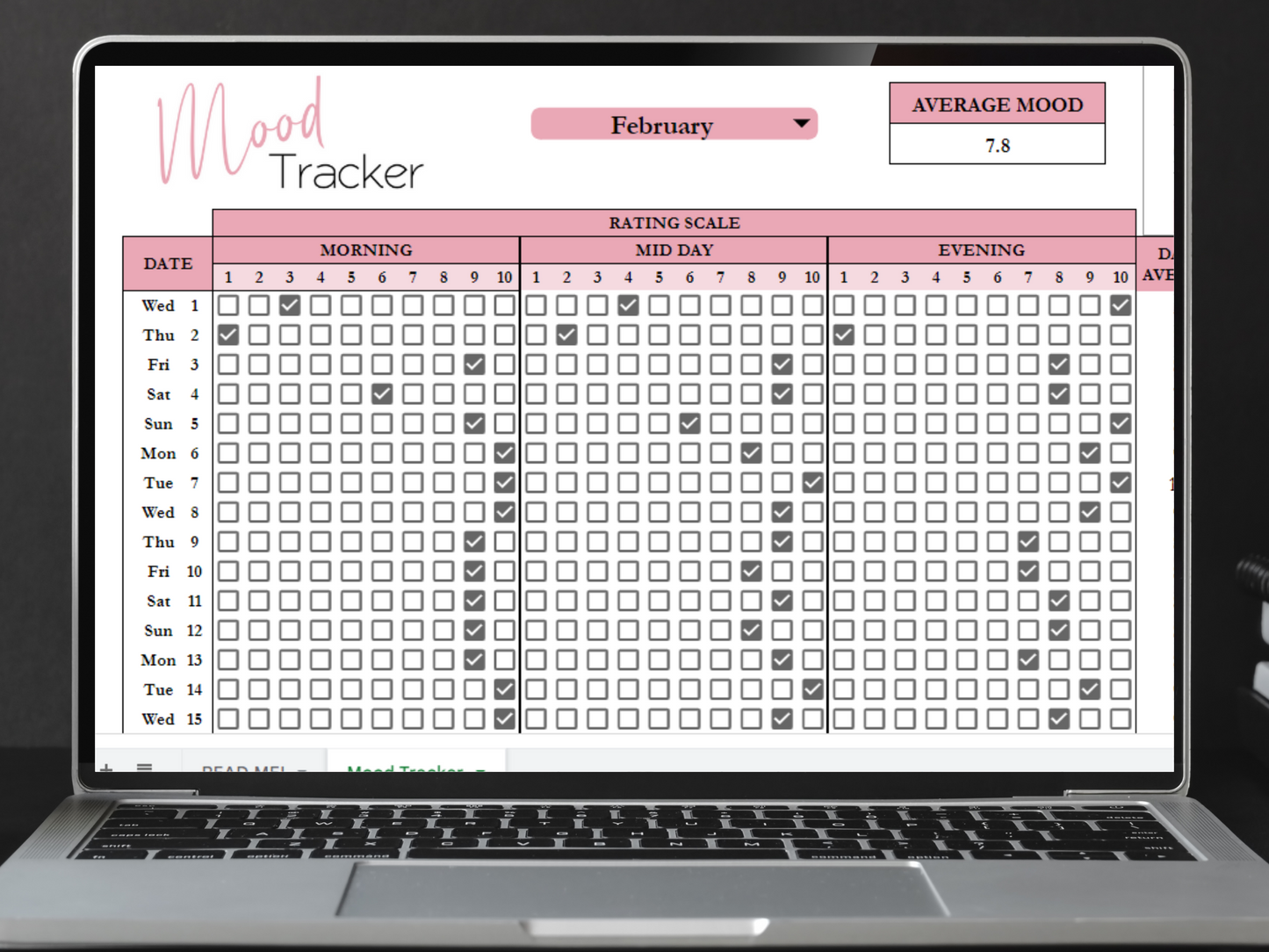 Mood Tracker Template Google Sheets Excel Spreadsheet