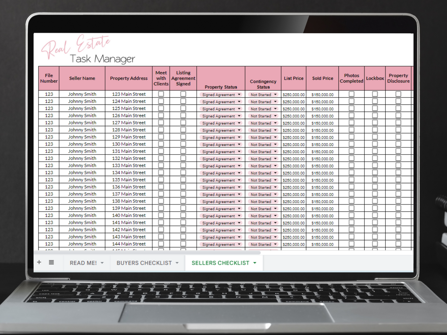 Real Estate Task Tracker Template Google Sheets Excel Spreadsheet