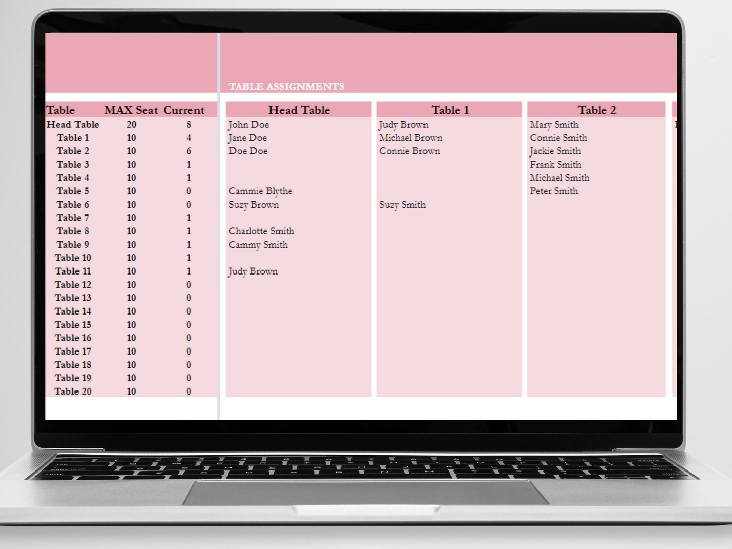 Wedding Guest List Template Google Sheets Excel Spreadsheet