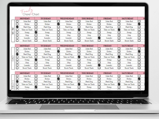 Family Chore Chart Template Google Sheets Excel Spreadsheet