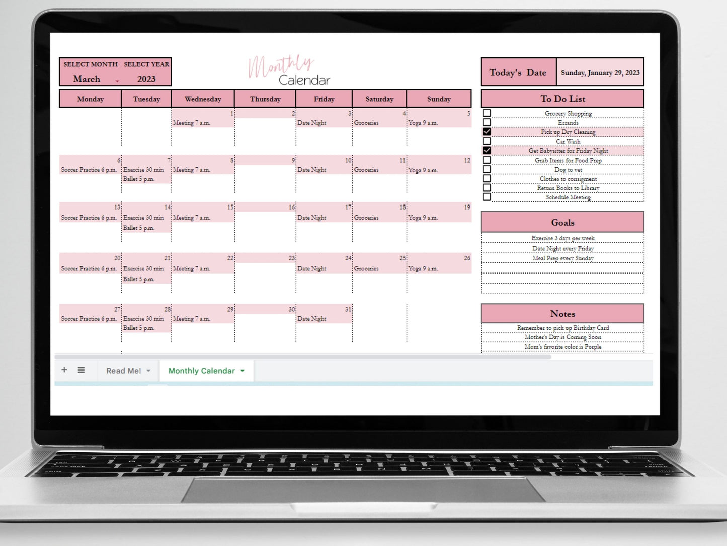Monthly Calendar Template Google Sheets