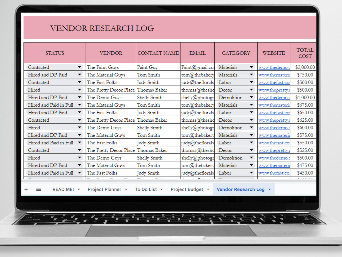 Home Renovation Planner Template Google Sheets Excel Spreadsheet