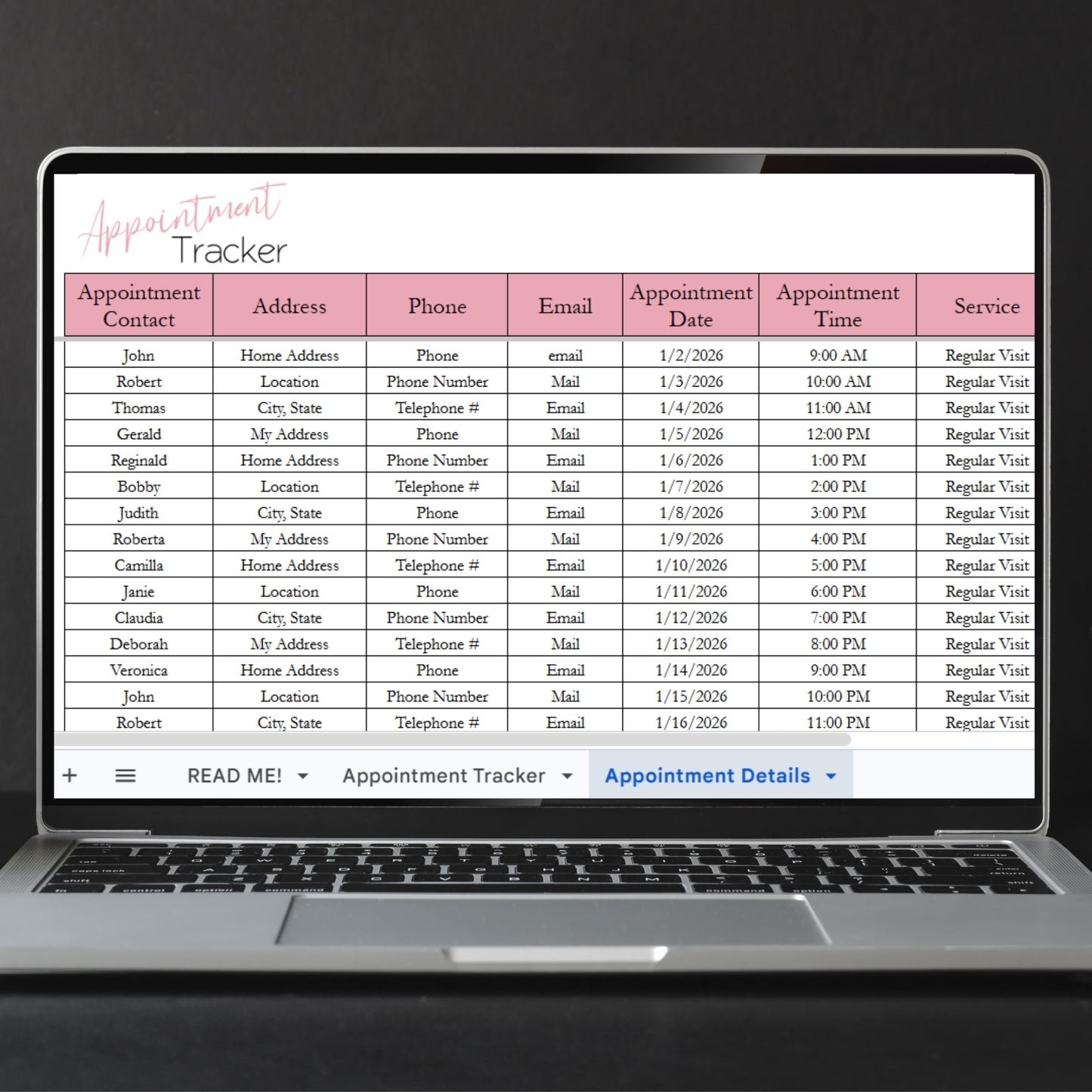 Salon Appointment Tracker Google Sheet Spreadsheet Template