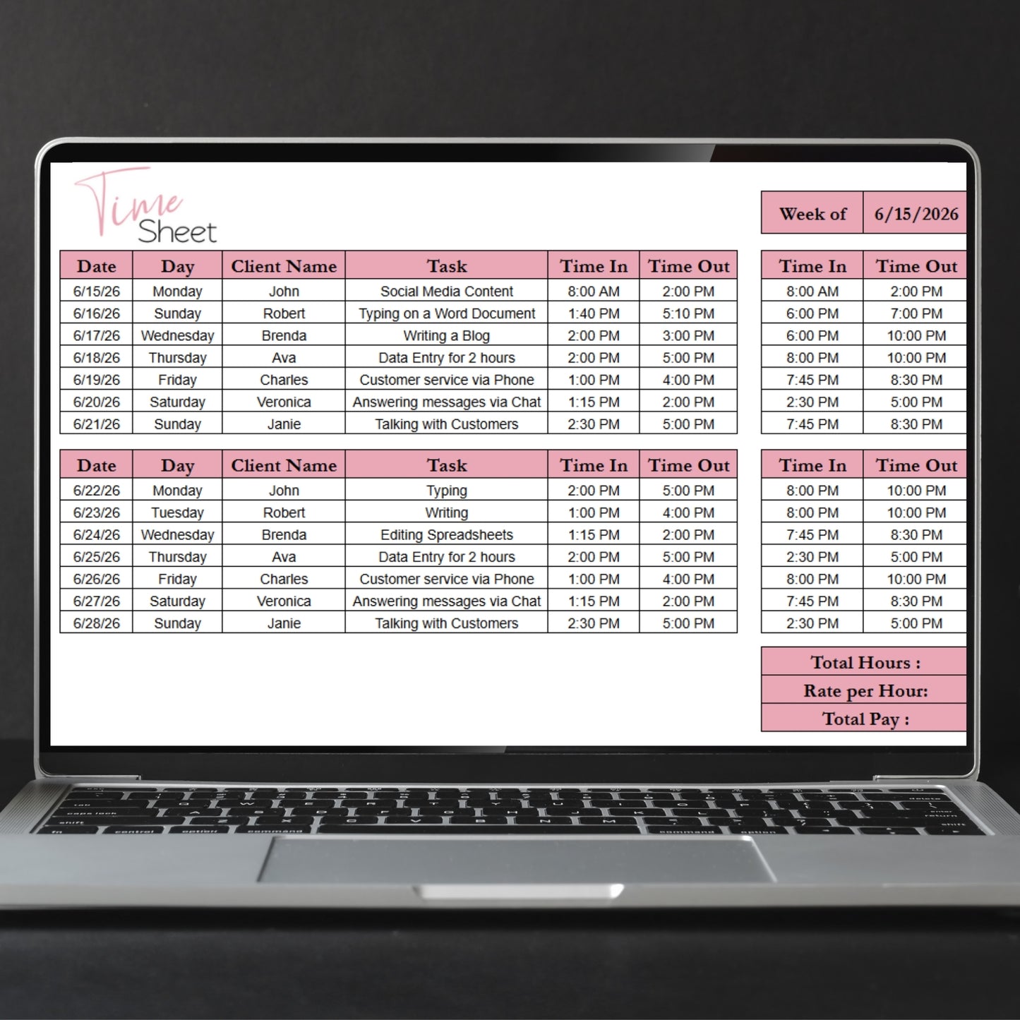 Time Sheet Template Google Sheets and Excel Spreadsheet