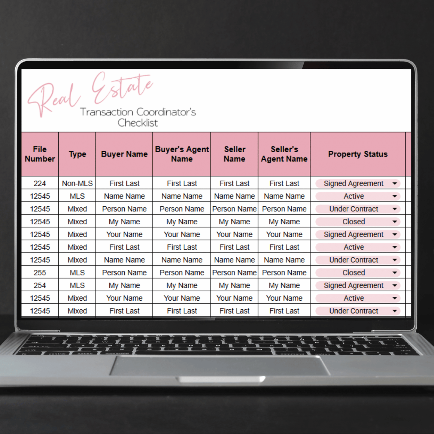 Real Estate Transaction Coordination Checklist Template Google Sheets Excel Spreadsheet