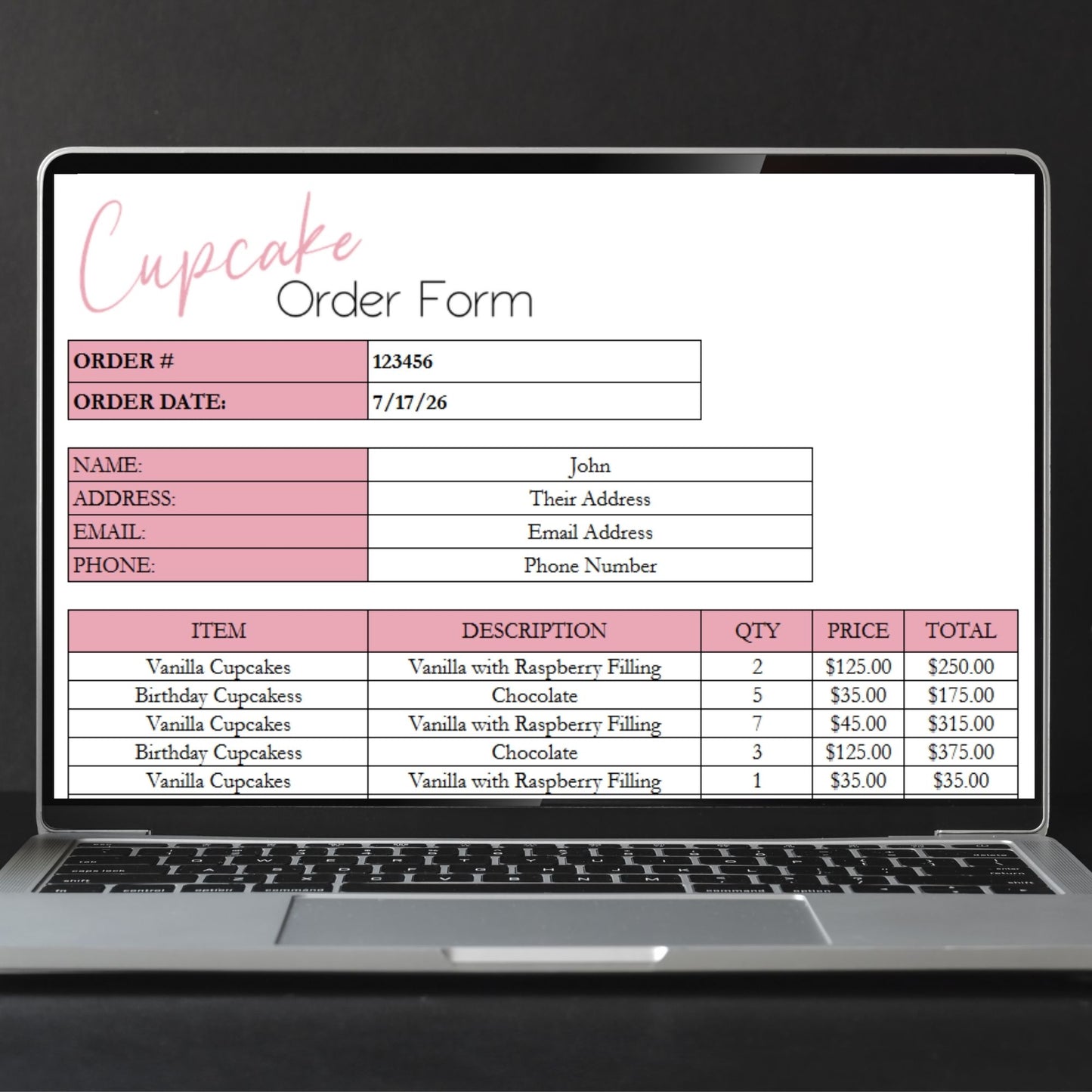 Cupcake Business Spreadsheet Template: Order Tracking, Pricing & Cost Calculator, Inventory Tracker for Google Sheets & Excel for Home Bakers