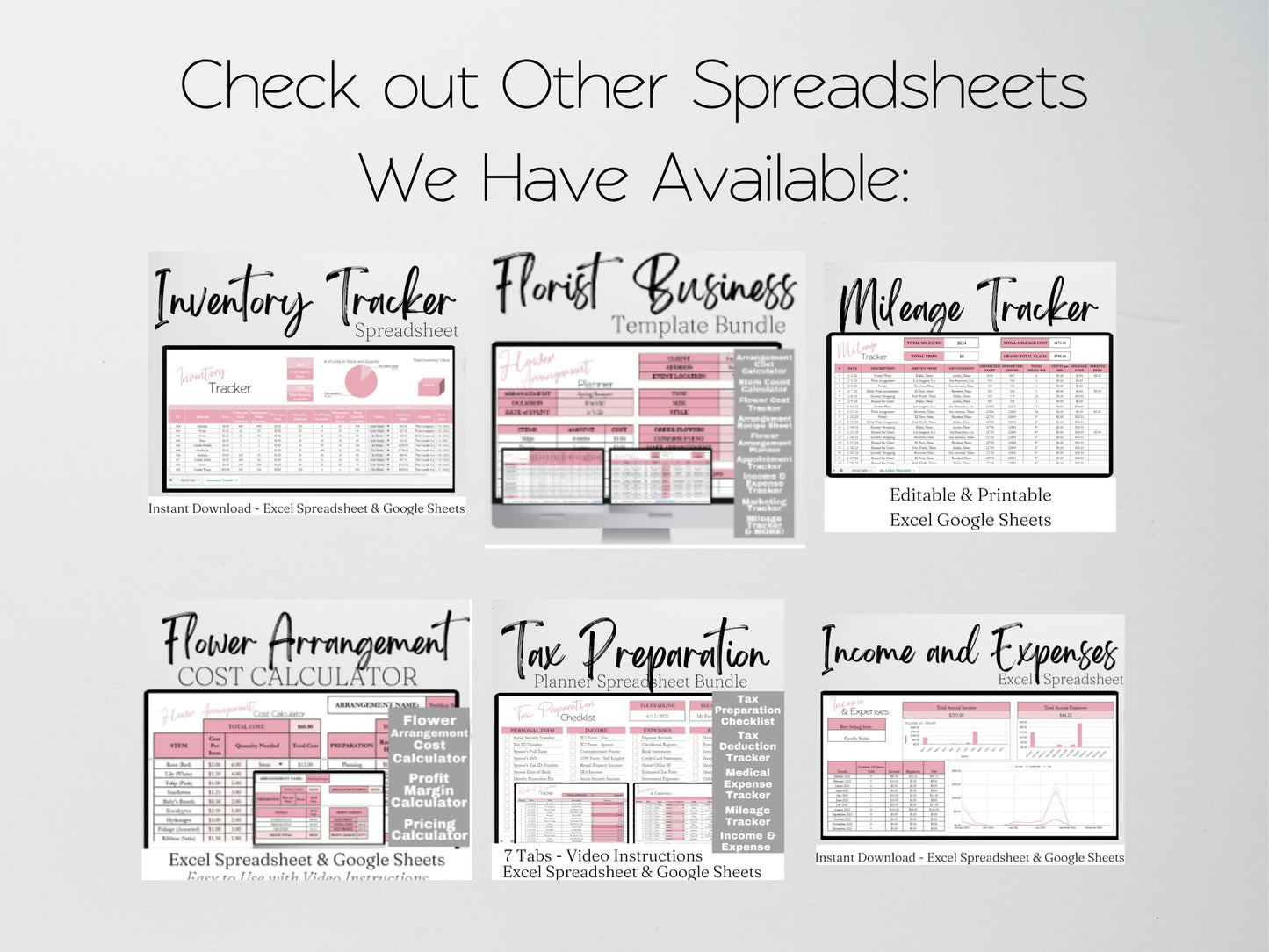 Florist Bookkeeping Template Google Sheets and Excel Spreadsheet - Income and Expense Tracker for Floral Business