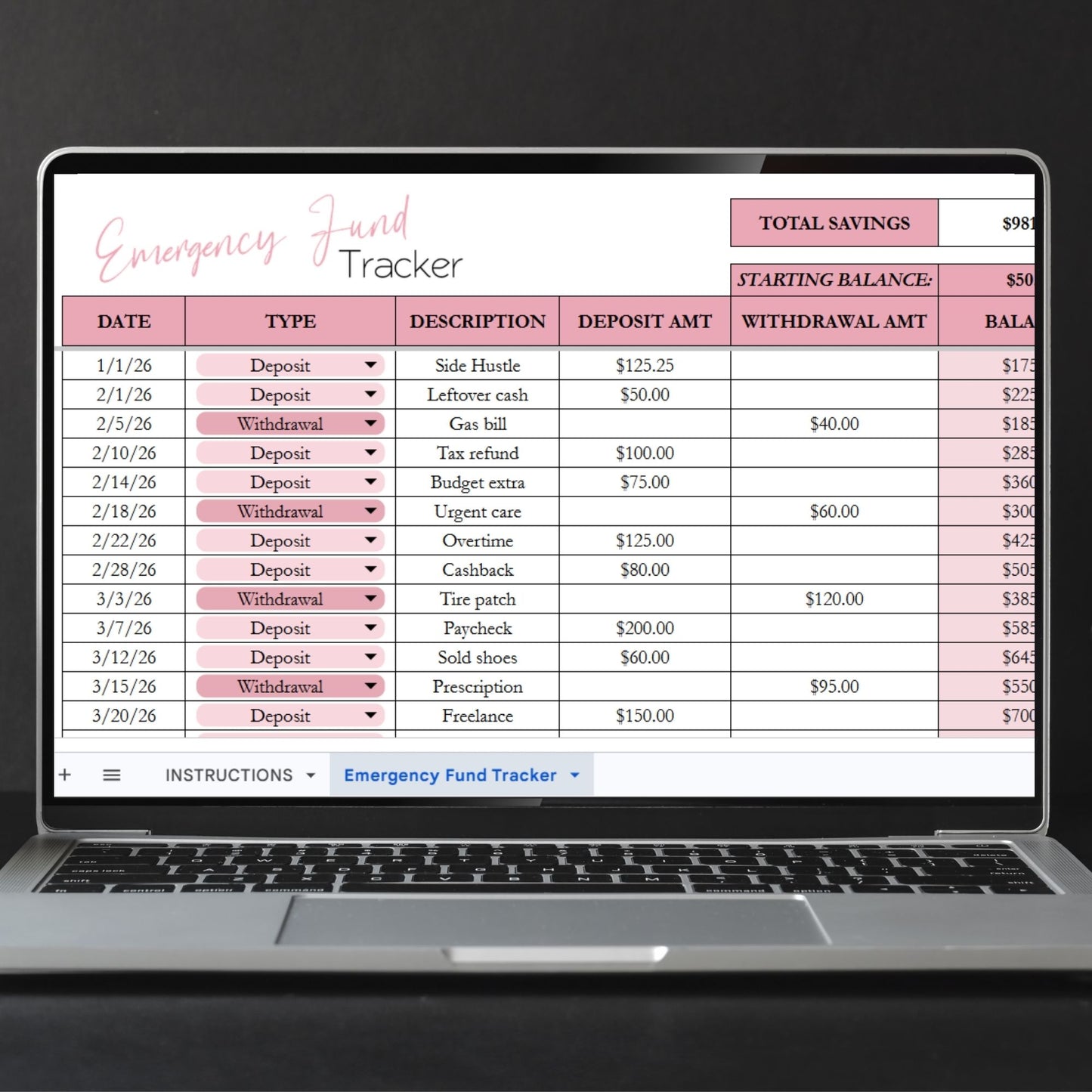 Emergency Fund Tracker Spreadsheet for Google Sheets & Excel | Savings Tracker, Sinking Fund, Budget Template, Personal Finance, Money Saving Goal