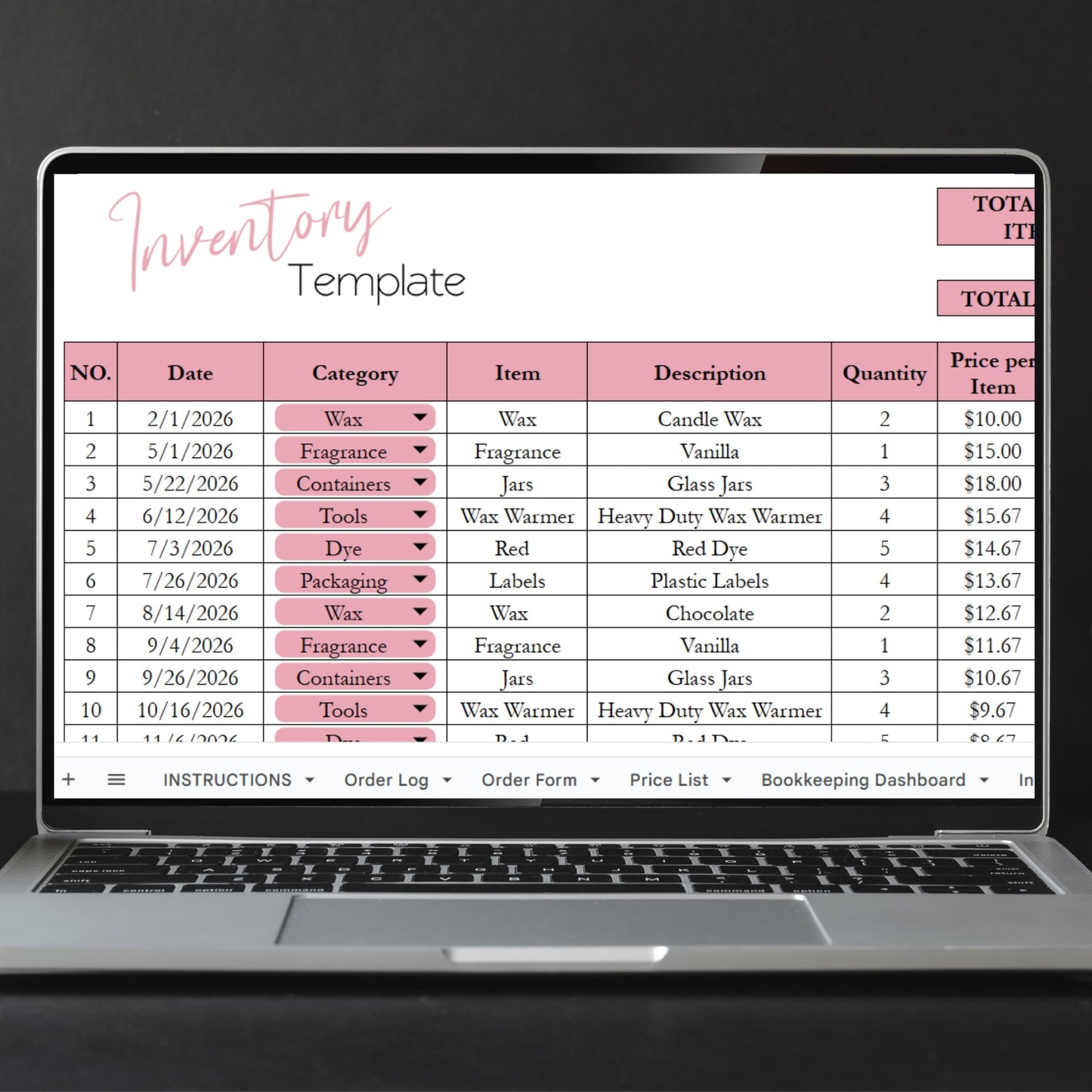 Candle Business Templates Bundle Google Sheets and Excel Spreadsheet