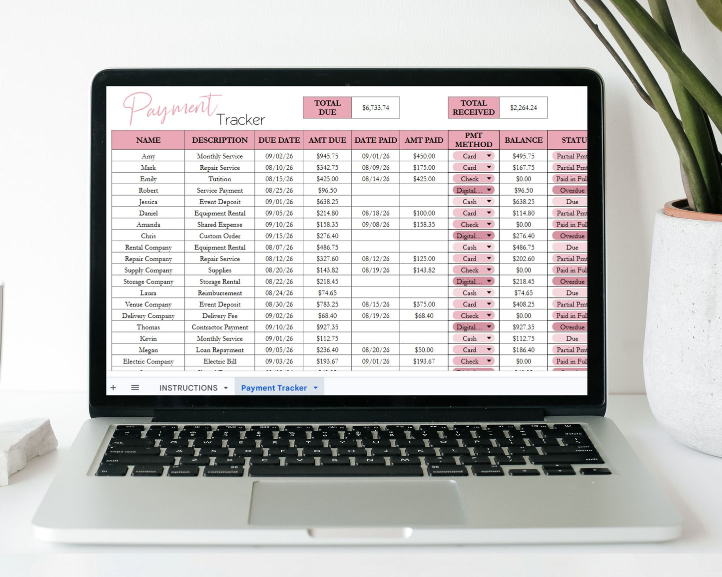 Payment Tracker Template Google Sheets Excel Spreadsheet