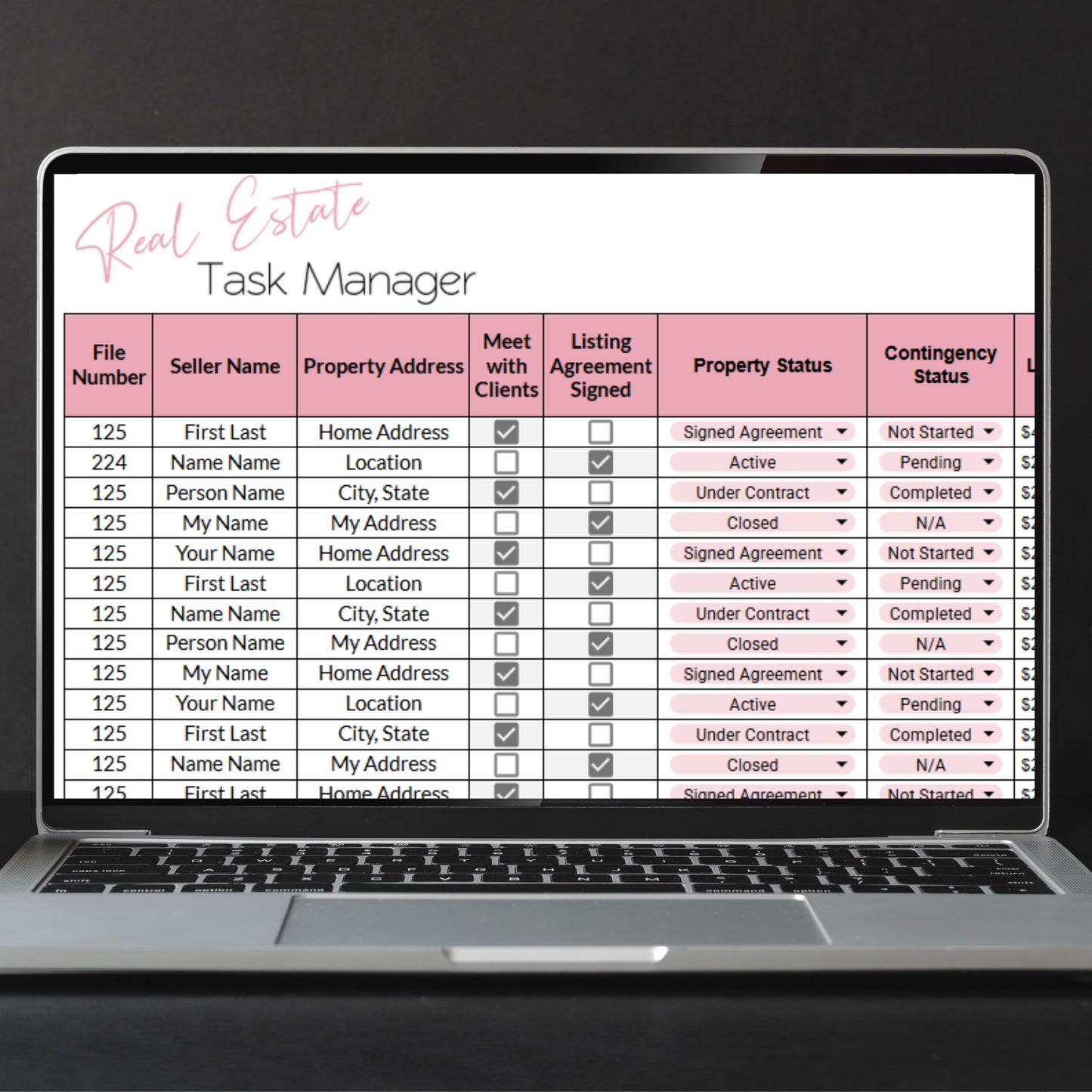 Real Estate Task Tracker Template Google Sheets Excel Spreadsheet