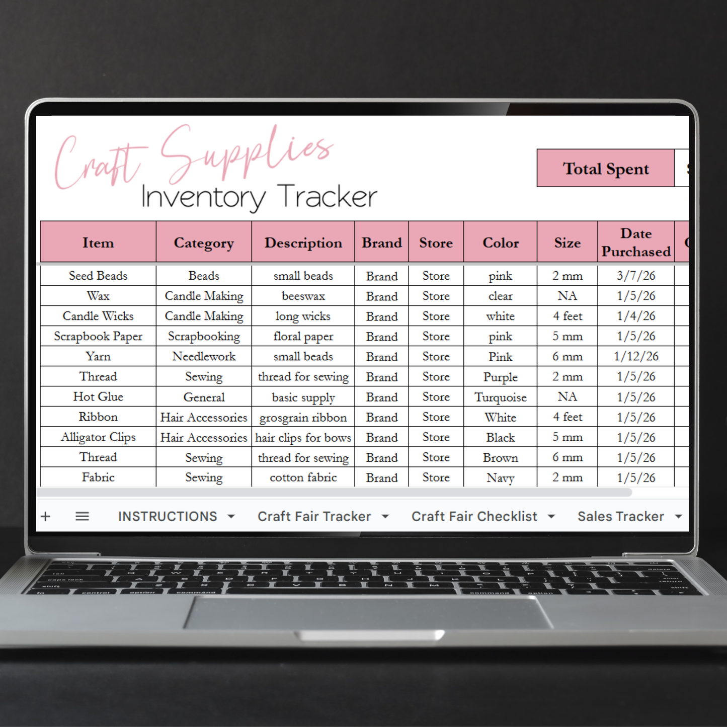 Craft Fair Tracker Template Bundle Google Sheets and Excel Spreadsheet