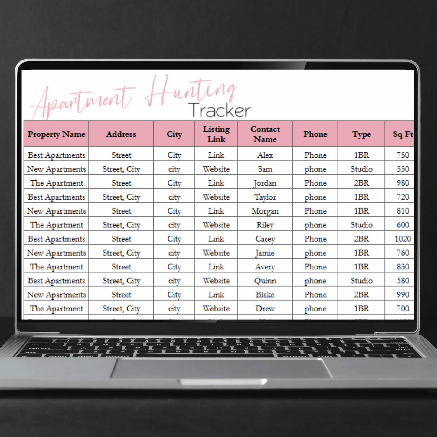 Apartment Hunting Spreadsheet Template Google Sheets and Excel Spreadsheet - Price Comparison and Amenities Tracker