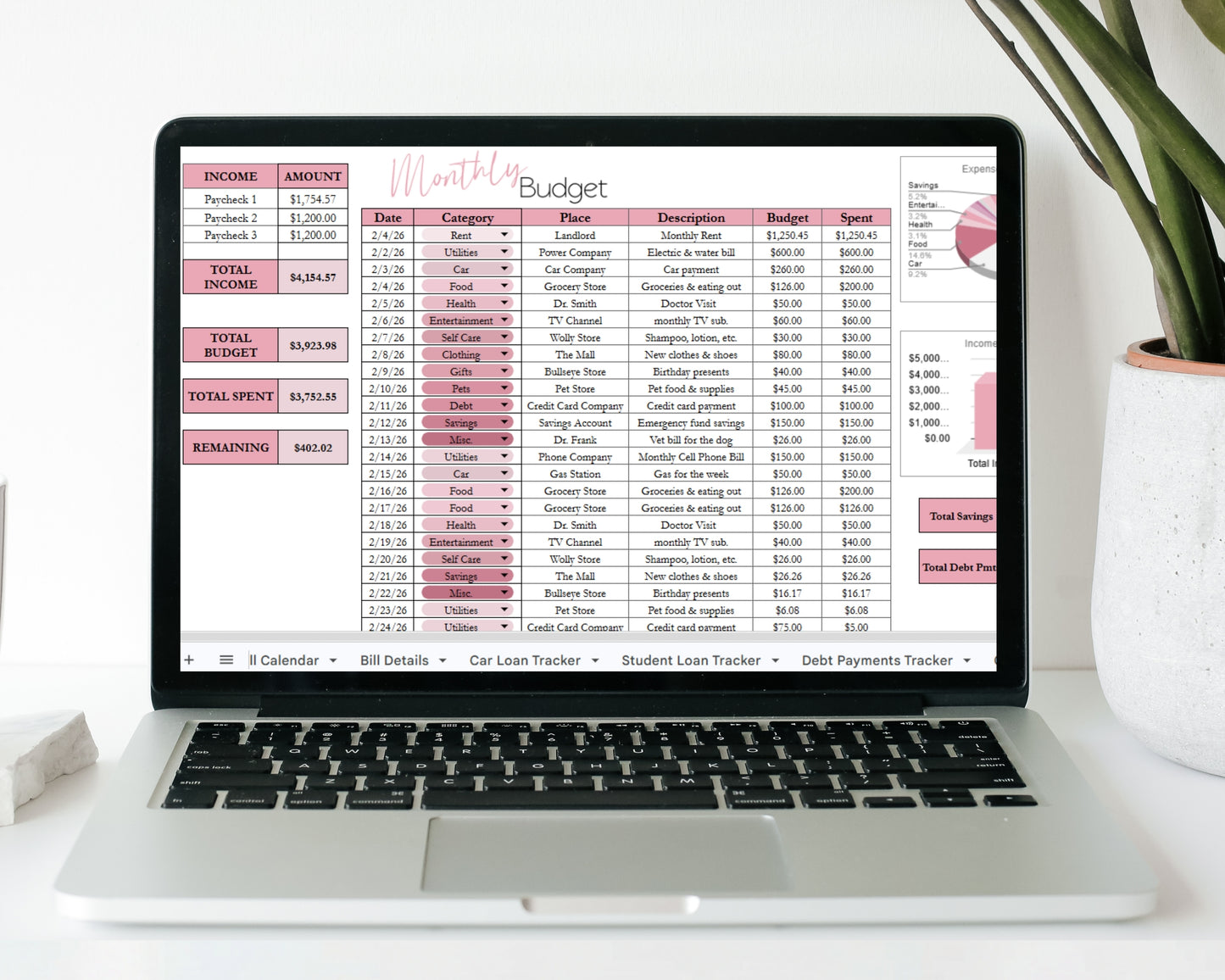 Debt Tracker Bundle Google Sheets and Excel Spreadsheet Template | Bill Tracker, Loan Tracker, Credit Card Tracker, Subscription Tracker & Monthly Budget Template