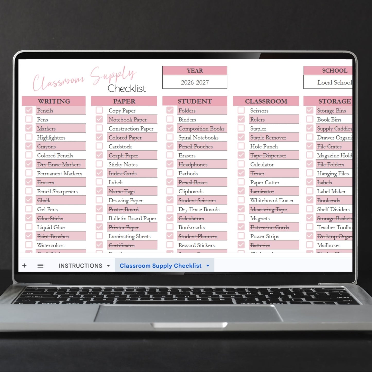 Classroom Supply Checklist Template & Teacher Organizer | Digital Inventory Tracker | Google Sheets & Excel Back to School Organization Template