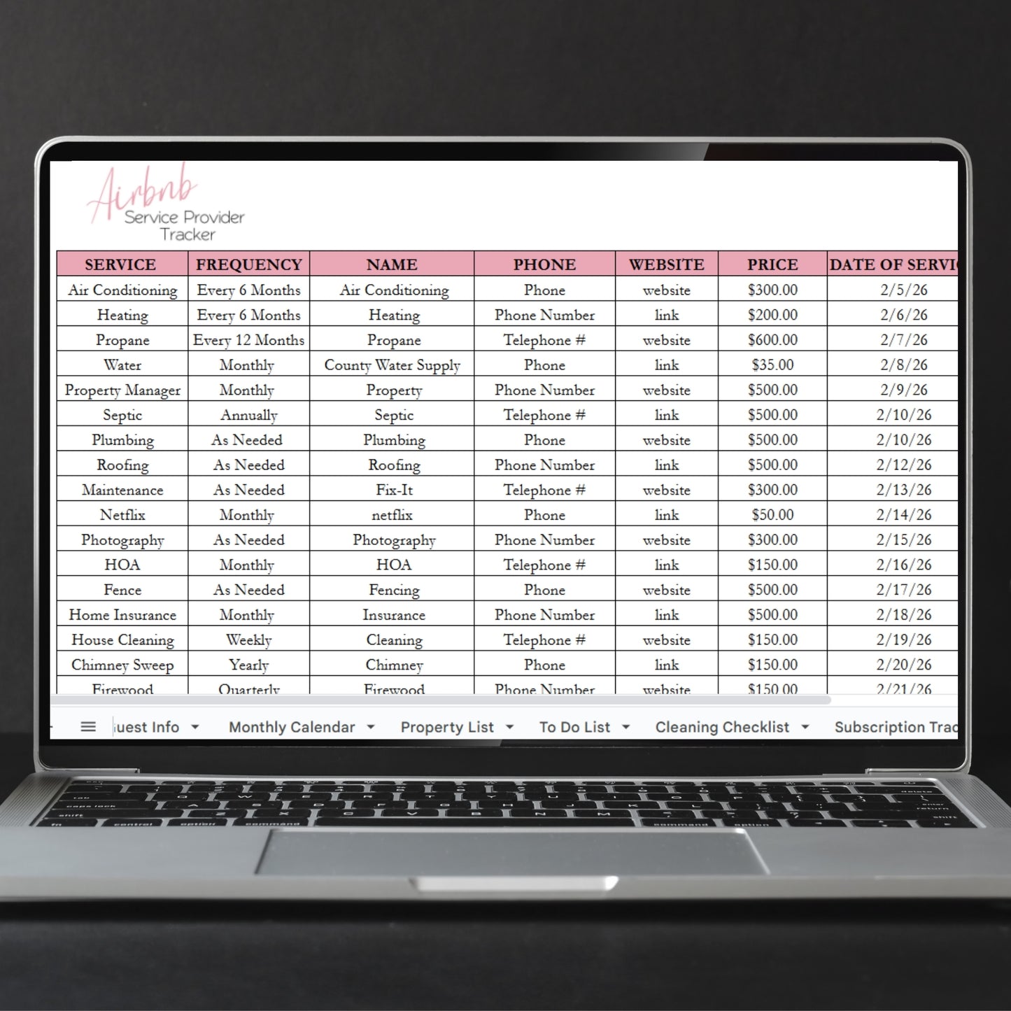 Ultimate Airbnb Planner Template Google Sheets Excel Spreadsheet