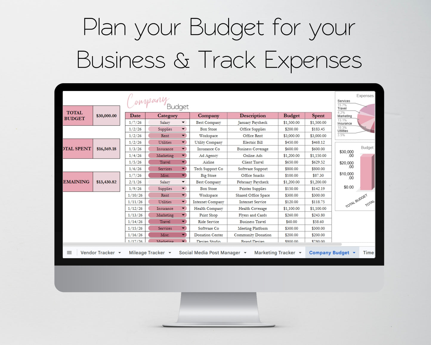 Service Business Management Template Bundle | Client Tracker, CRM, Bookkeeping, Inventory & Appointment Tracker - Google Sheets and Excel Spreadsheet Template