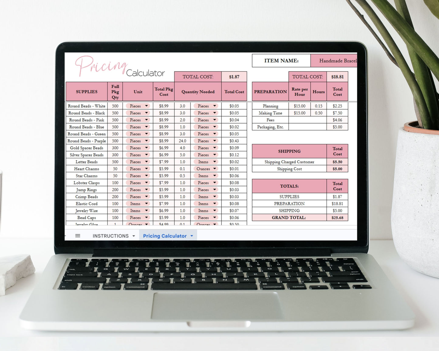Pricing Calculator Spreadsheet | Google Sheets & Excel Business Template | Easily Price your Products & Know Profit Margin