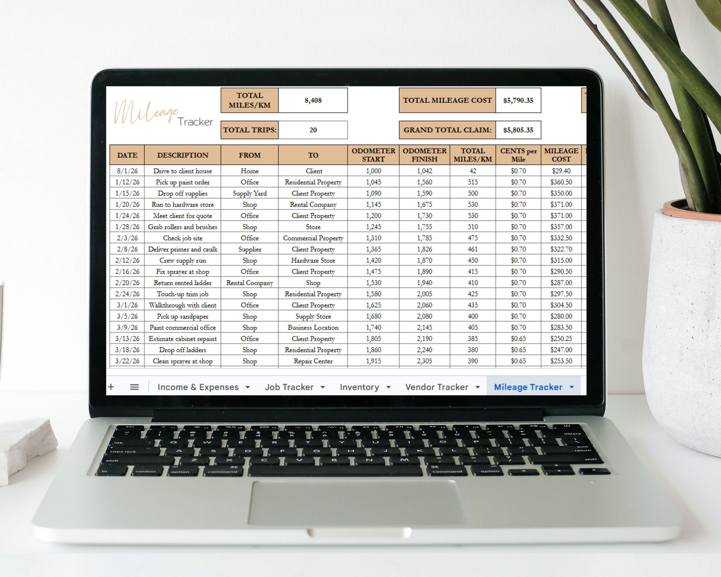 Painting Business Template Google Sheets & Excel Spreadsheet for Painters, Contractors & Handyman