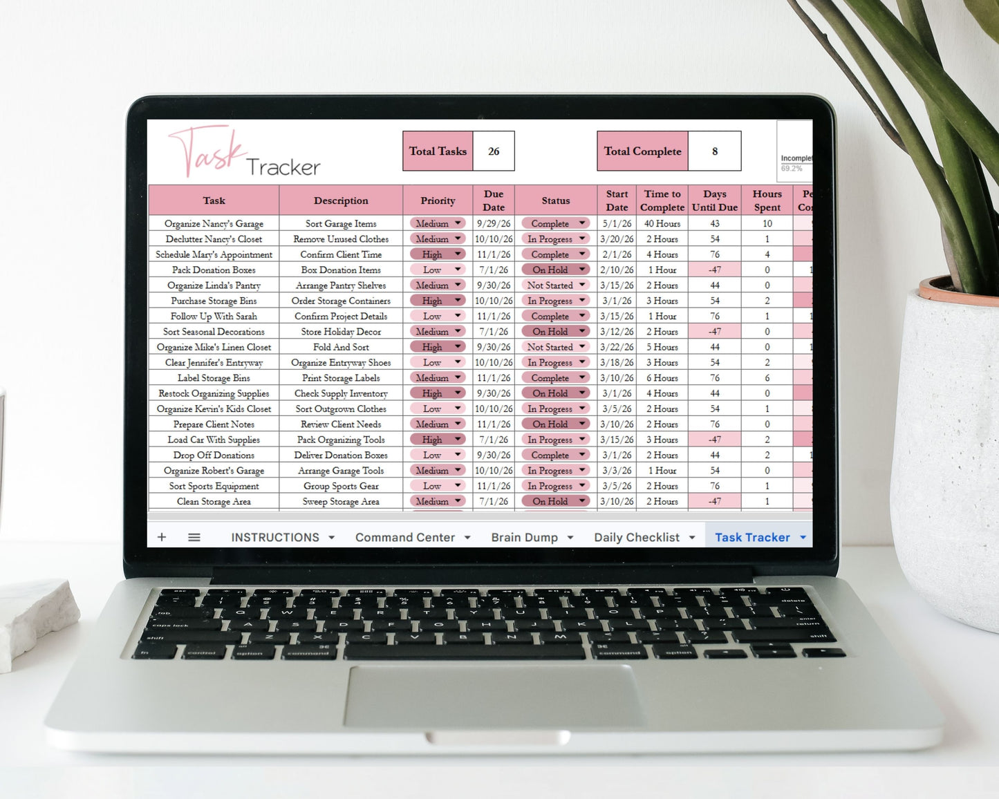 Organizing Business Spreadsheet Bundle | Google Sheets & Excel Spreadsheet for Professional Organizer