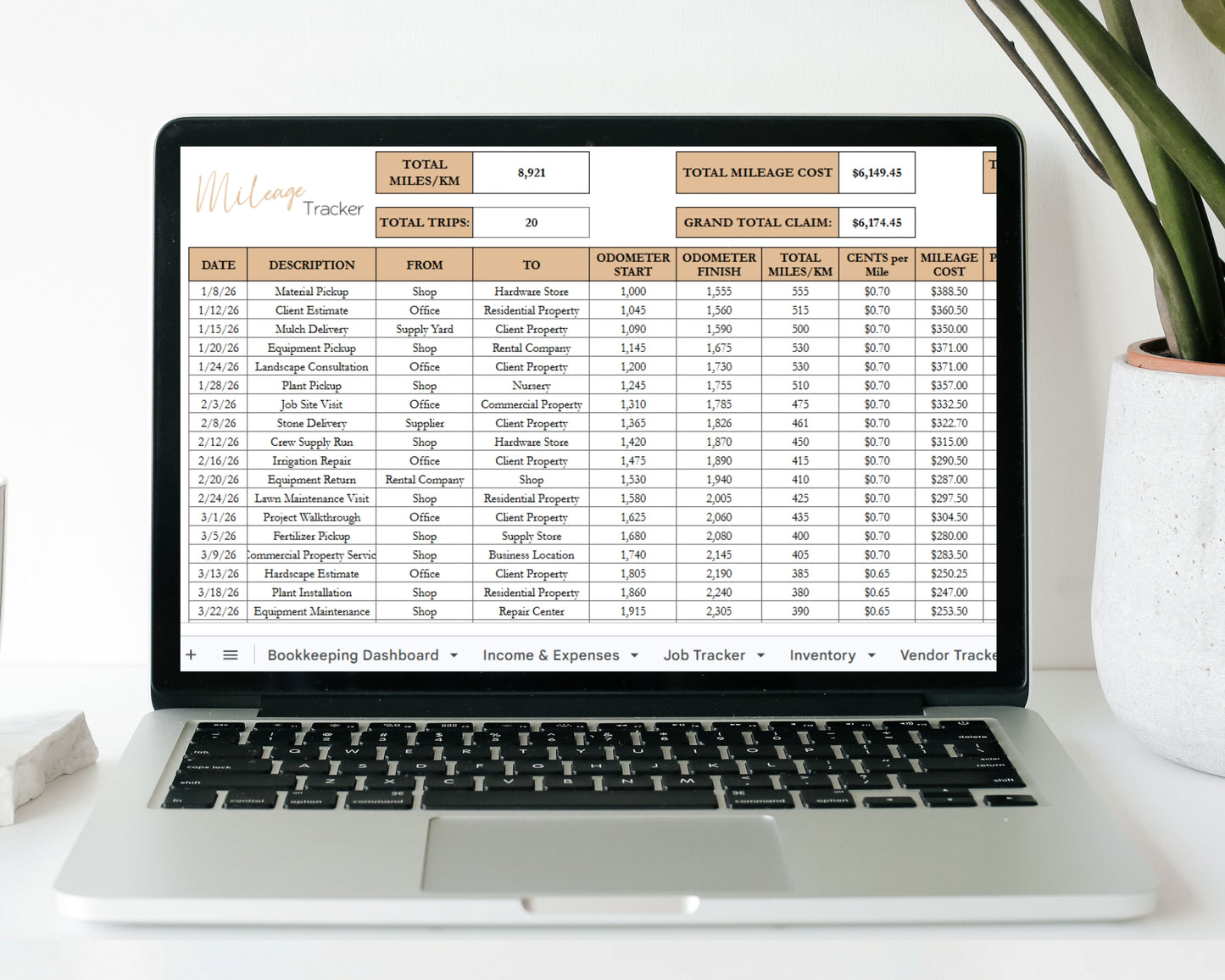 Landscaping Business Planner | Google Sheets & Excel Spreadsheet Template for Lawn Care, Landscaping & Outdoor Service Businesses