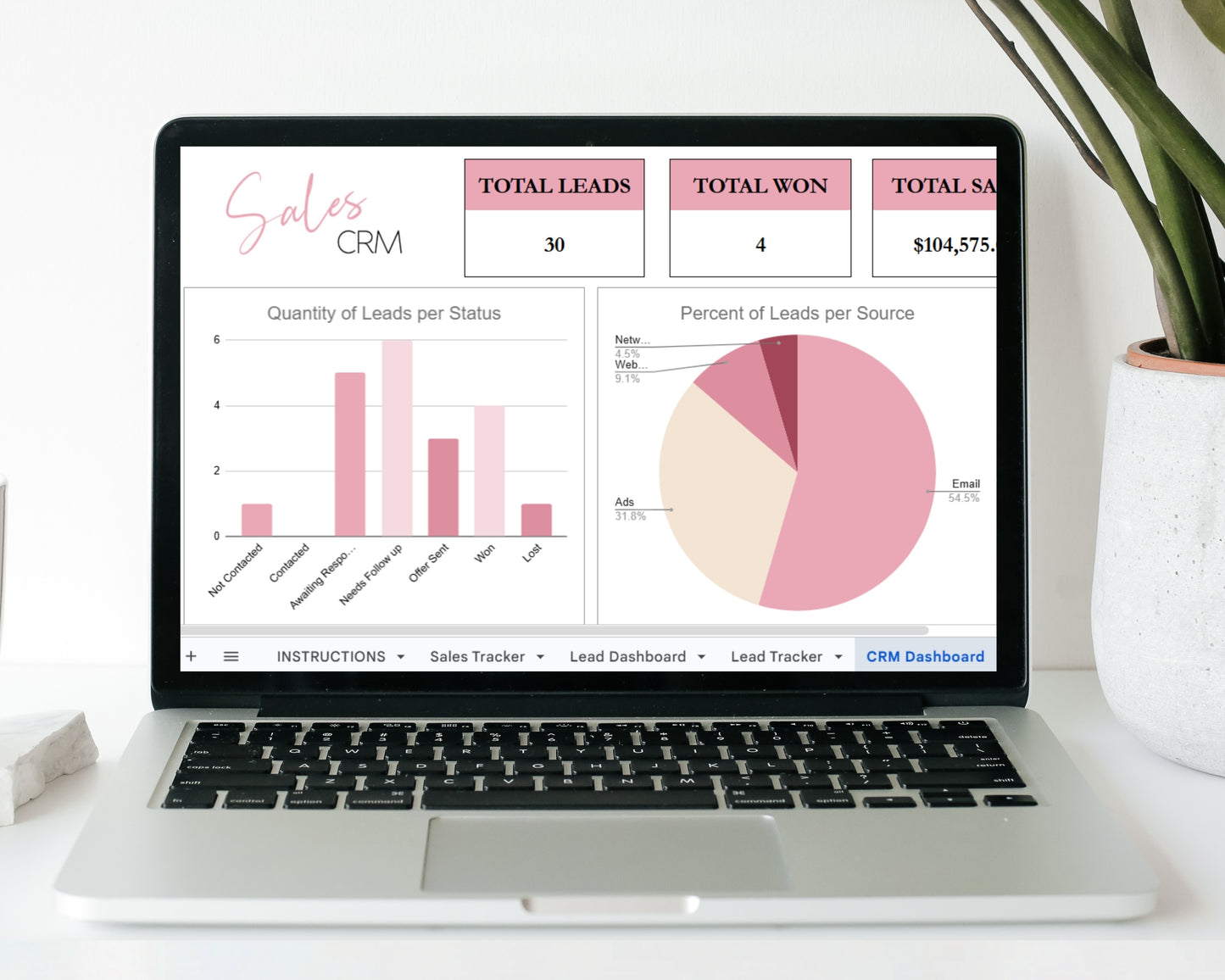 Sales Management Template Bundle -  Google Sheets and Excel Spreadsheet