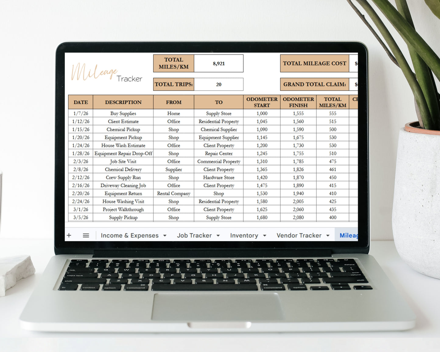 Pressure Washing Business Template Bundle - Google Sheets & Excel - Income and Expenses, Schedule, Job and Client Tracking