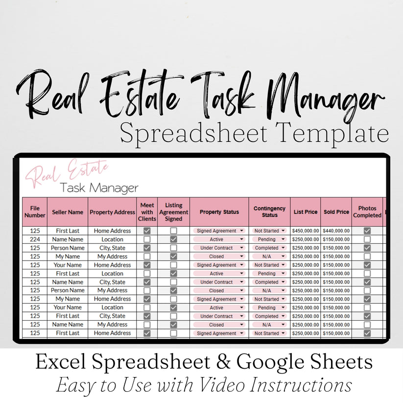 Real Estate Task Tracker Template Google Sheets Excel Spreadsheet ...