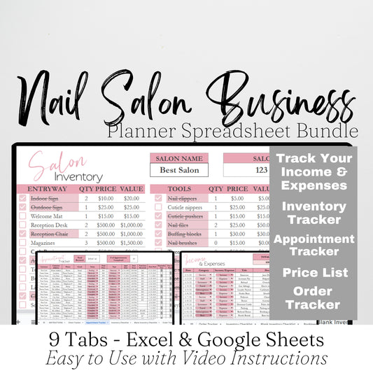 Nail Salon Business Template Bundle Google Sheet and Excel Spreadsheet