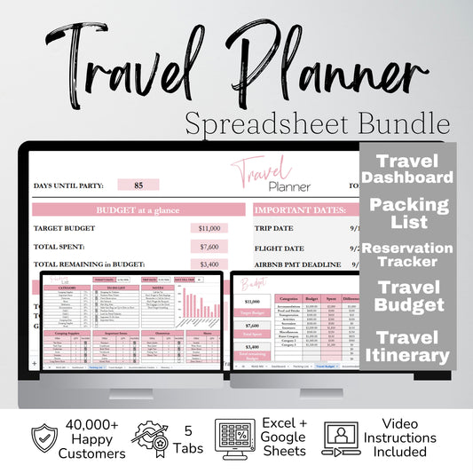 Travel Planner Template Google Sheets and Excel Spreadsheet