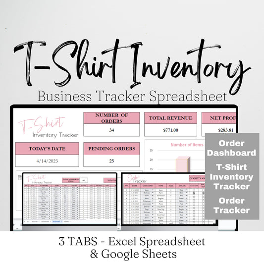 Tshirt Inventory Google Sheet and Excel Spreadsheet