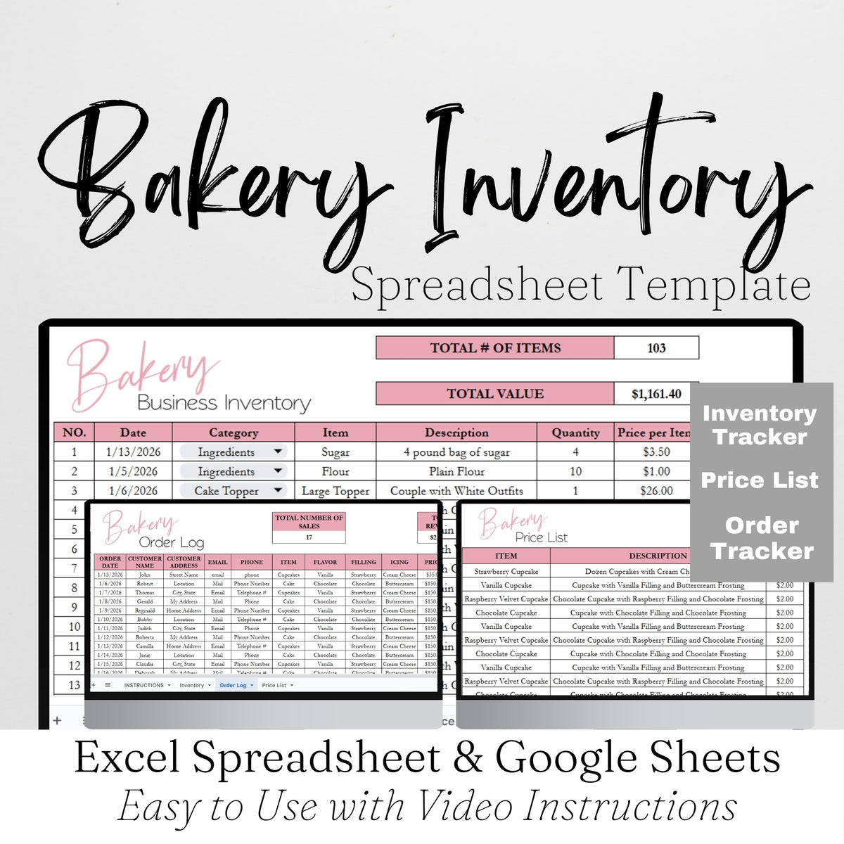 Bakery Inventory Spreadsheet Google Sheet and Excel Spreadsheet – Savvy ...