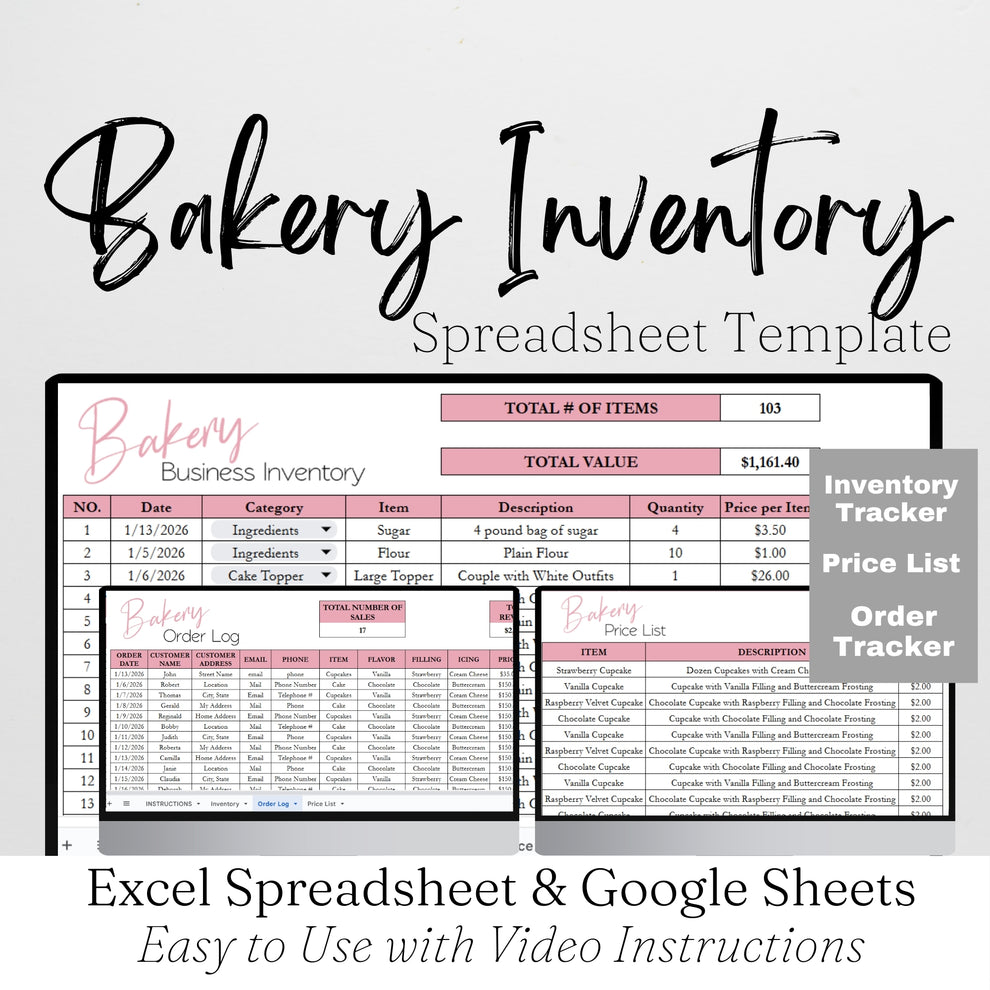 Bakery Inventory Spreadsheet Google Sheet and Excel Spreadsheet – Savvy ...