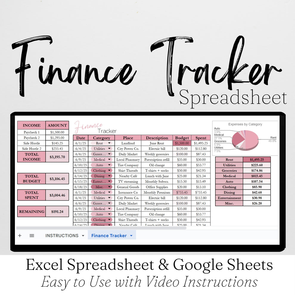 Finance Tracker Google Sheets and Excel Spreadsheet – Savvy and Thriving